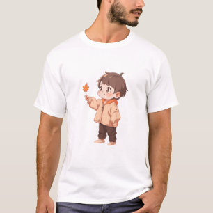 Autumn leaf held by a cute little boy T-Shirt