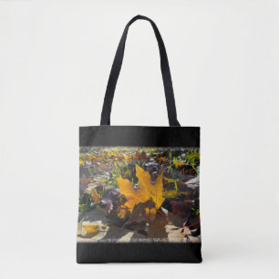Autumn leaf in the sun tote bag