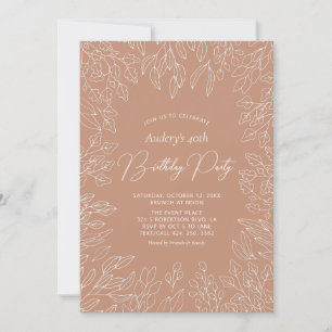 Autumn Leaf   Modern Fall Adult Birthday Party Invitation