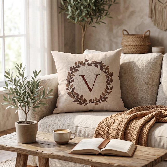 Autumn Leaf Monogram Initial Name Fall Design Cushion (Autumn Leaf Monogram Initial Name Fall Design Throw Pillow
)