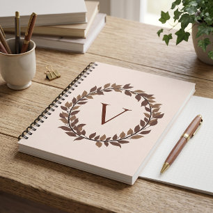 Autumn Leaf Monogram Initial Name Fall Design Notebook