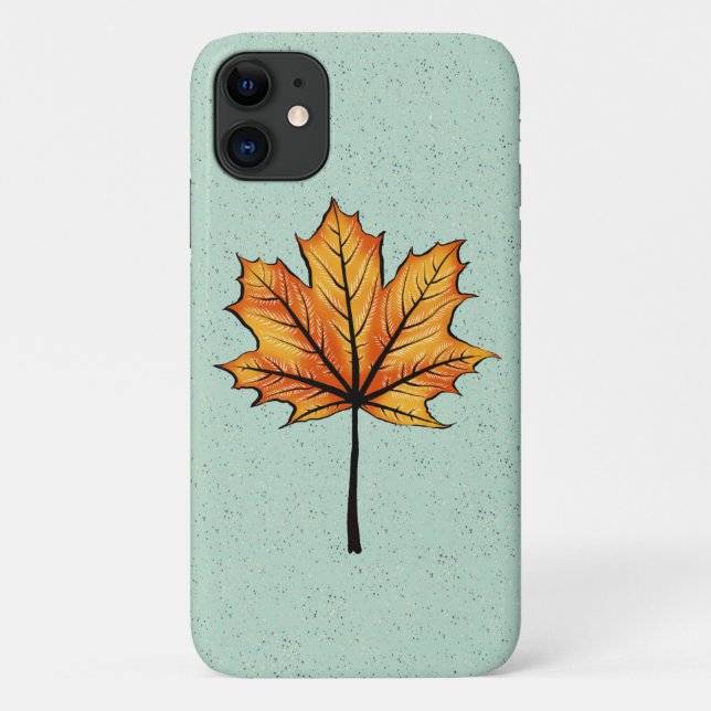 Autumn Leaf On Blue Decorative Botanical Art Case-Mate iPhone Case (Back)
