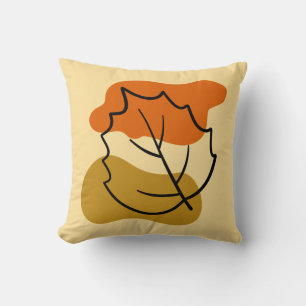 Autumn Leaf & Orange Blob Ochre Shape Home Décor Cushion