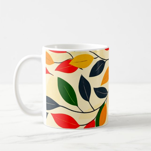 Autumn Leaf Pattern Coffee Mug (Left)