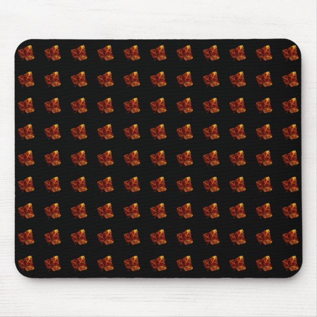 Autumn Leaf Pattern - Elegant Black Background Mouse Pad (Front)