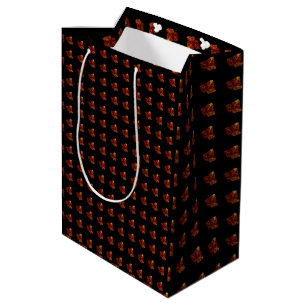 Autumn Leaf Pattern – Elegant Black Botanical Medium Gift Bag
