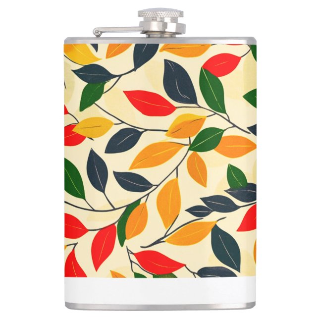 Autumn Leaf Pattern Hip Flask (Front)