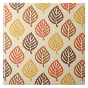 Autumn Leaf Pattern in Fall Colours Ceramic Tile