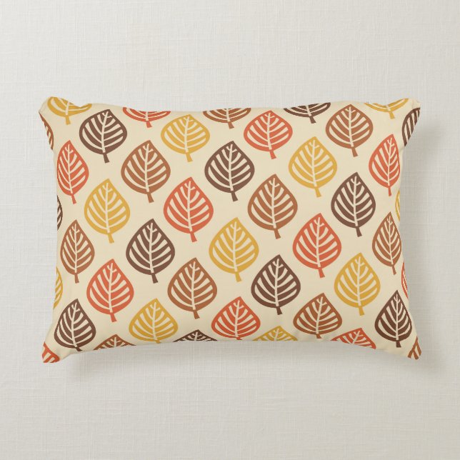 Autumn Leaf Pattern in Fall Colours Decorative Cushion (Front)