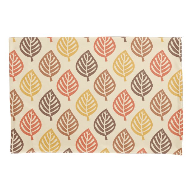 Autumn Leaf Pattern in Fall Colours Pillowcase (Front-Left)