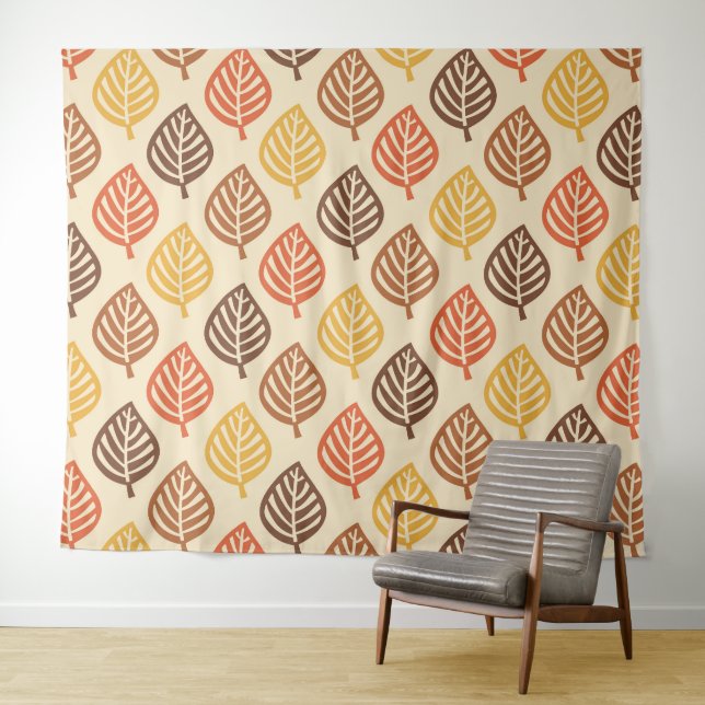Autumn Leaf Pattern in Fall Colours Tapestry (In Situ (Horizontal))