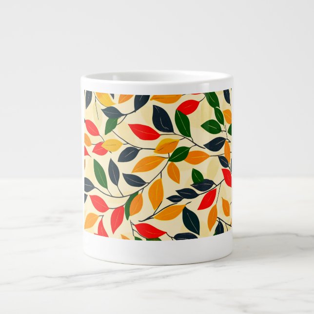Autumn Leaf Pattern Large Coffee Mug (Front)