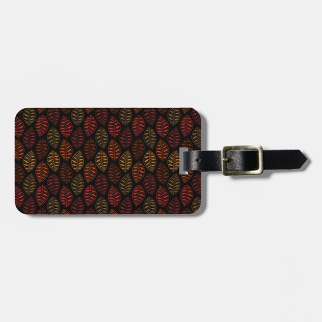 Autumn Leaf Pattern Luggage Tag (Front Horizontal)