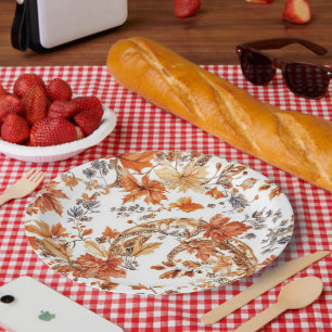 Autumn Leaf Pattern Paper Plate