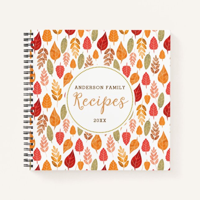 Autumn Leaf Pattern Recipes Notebook (Front)