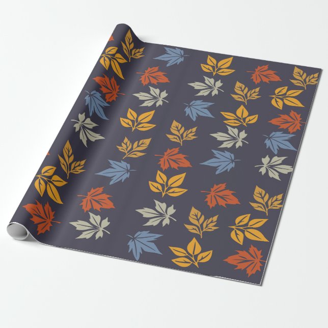 Autumn Leaf Pattern Wrapping Paper (Unrolled)