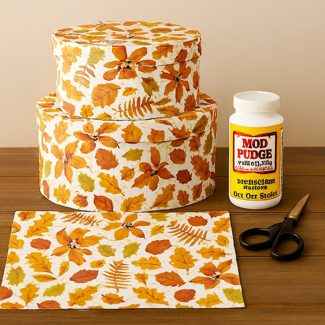 Autumn Leaf Print on White Decoupage Craft  Tissue Paper (Creator Uploaded)