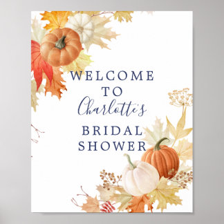 Autumn Leaf Pumpkins Bridal Shower Welcome Sign