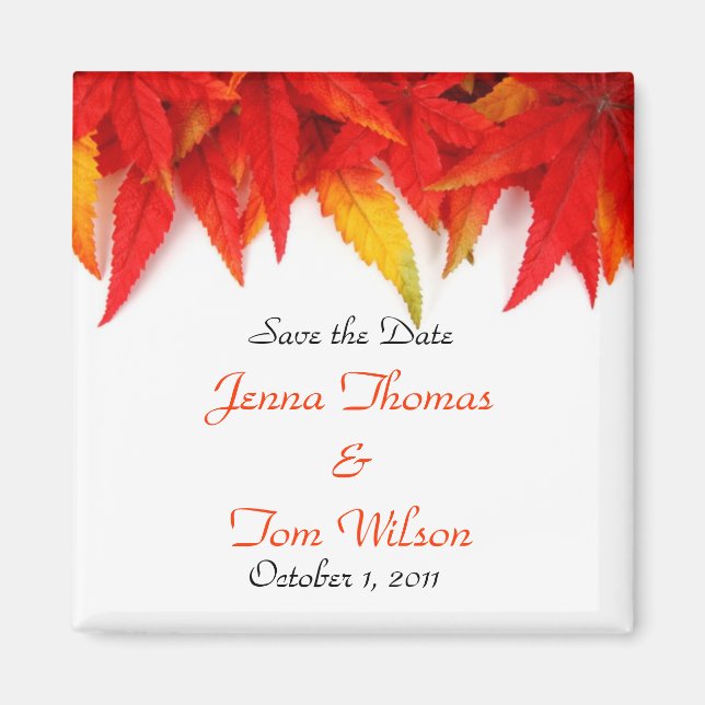 Autumn Leaf Save the Date Magnet (Front)