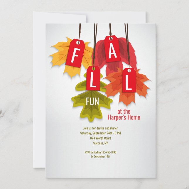 Autumn Leaf Tags Invitation (Front)