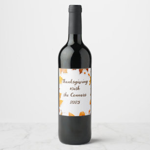Autumn Leaf Thanksgiving Beverage Wine Label