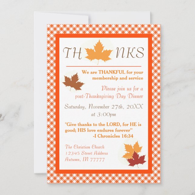 Autumn Leaf - Thanksgiving Dinner Invitation (Front)