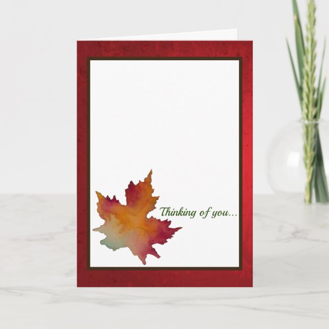 Autumn Leaf Thinking of You Thanksgiving Card (Front)