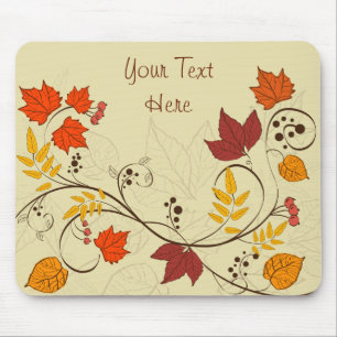 Autumn Leaf Vines with Customisable Text Mouse Pad