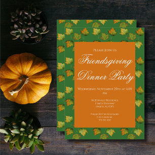 Autumn leaf watercolor Friendsgiving dinner party Invitation