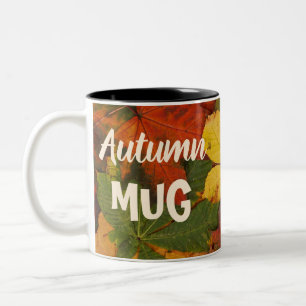 Autumn leafs vintage descoration floral Two-Tone coffee mug