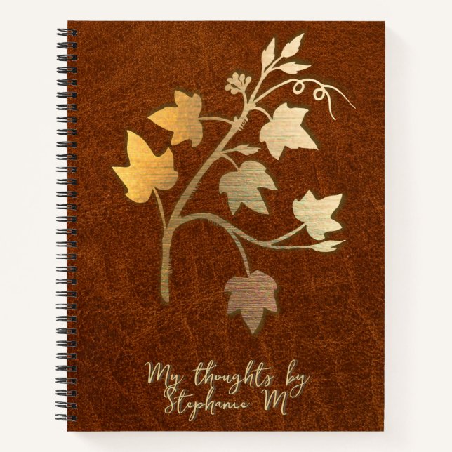 Autumn - Leather - fall colours and vine branch  Notebook (Front)