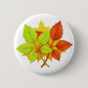 Autumn leaves 6 cm round badge