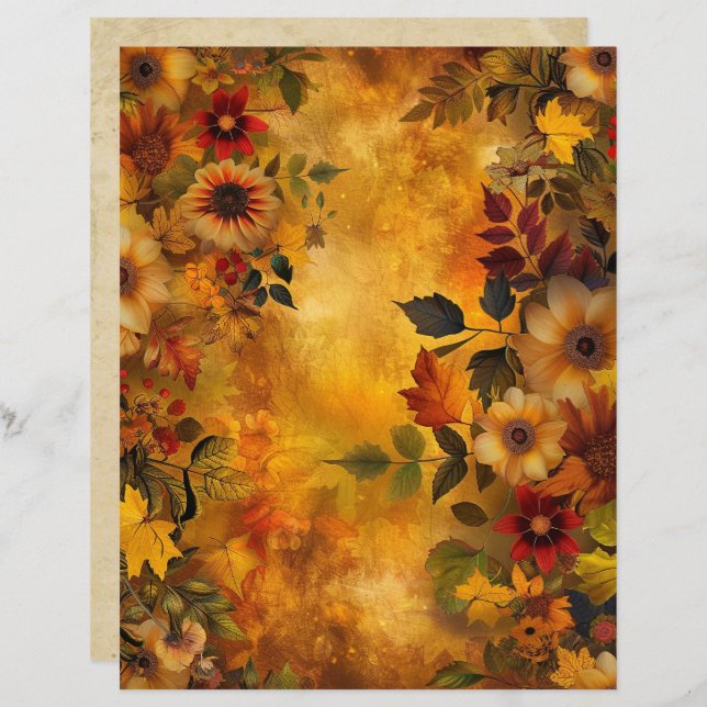 Autumn Leaves 8.5 x 11 Scrapbook Paper (Front/Back)