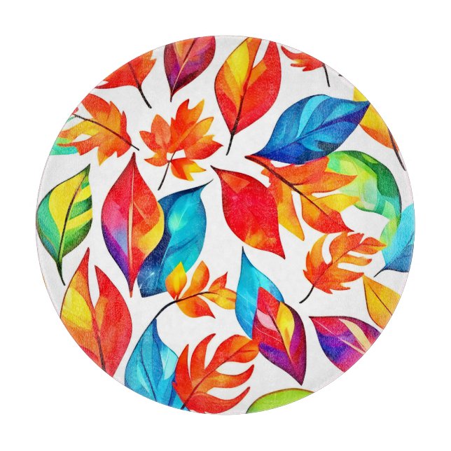 Autumn Leaves Abstract Pattern Cutting Board (Front)