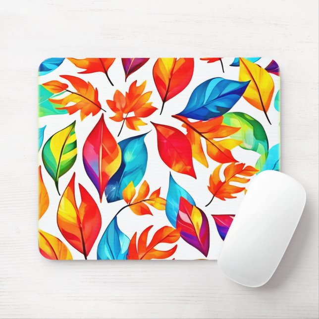 Autumn Leaves Abstract Pattern Mouse Pad (With Mouse)