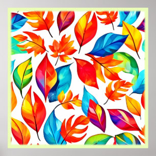 Autumn Leaves Abstract Pattern Poster