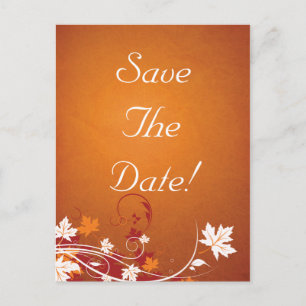 Autumn Leaves Abstract Wedding Save The Date Announcement Postcard