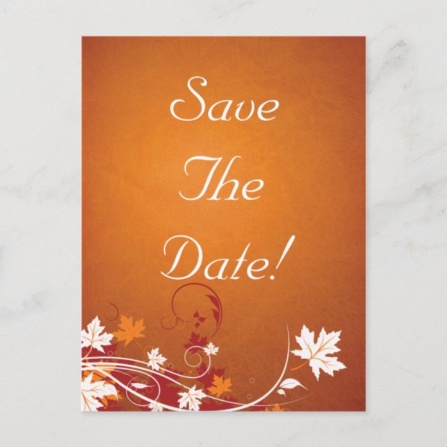 Autumn Leaves Abstract Wedding Save The Date Announcement Postcard (Front)