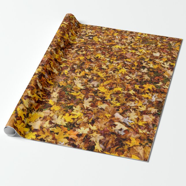 Autumn Leaves Abstract Wrapping Paper (Unrolled)