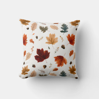 Autumn Leaves & Acorns Botanical Cushion