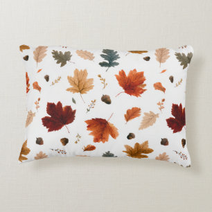 Autumn Leaves & Acorns Botanical Decorative Cushion