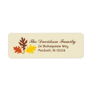 Autumn Leaves Address Label on Cream Return Address Label