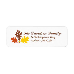 Autumn Leaves Address Label Return Address Label