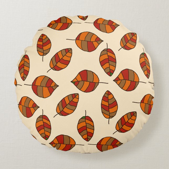 Autumn Leaves adjustable Red Leaf Pattern Round Cushion (Front)