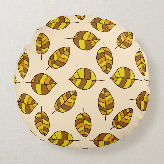 Autumn Leaves adjustable Yellow Leaf Pattern Round Cushion (Front)