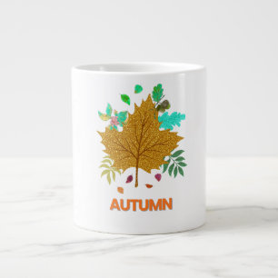 Autumn Leaves Aesthetic - Fall Autumn Leaf Art Large Coffee Mug