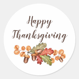 Autumn leaves and acorns custom classic round sticker