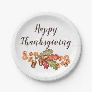 Autumn leaves and acorns custom paper plate