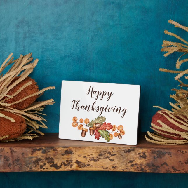 Autumn leaves and acorns custom  plaque (Side)