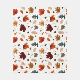 Autumn Leaves and Acorns Fall Foliage Fleece Blanket